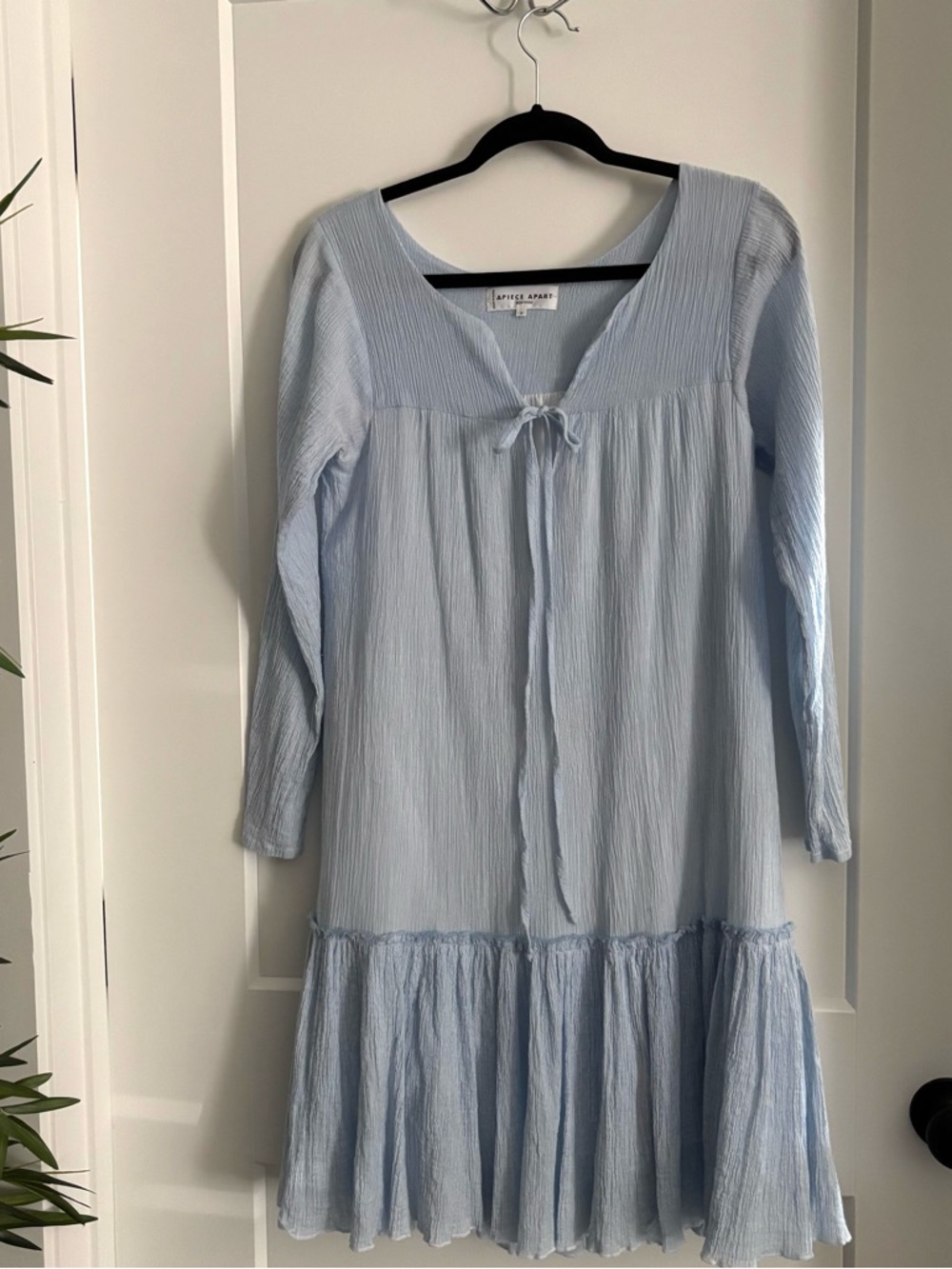 APIECE APART NEW YORK BOHEMIAN BABY BLUE LONG SLEEVE COTTON MIDI DRESS SZ 2-4